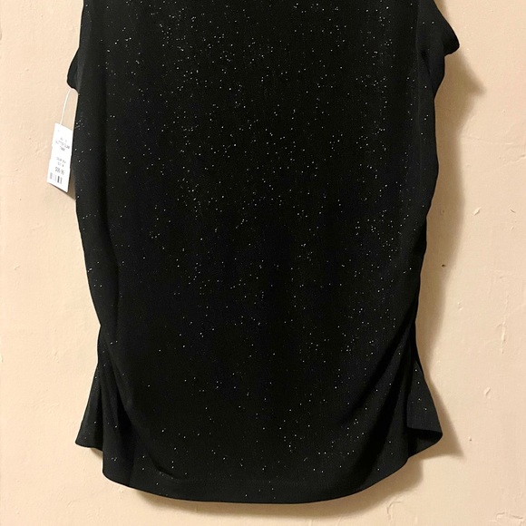 🍭 3/$30 black sleeveless glitter glam tank top with ruched sides - Picture 11 of 15